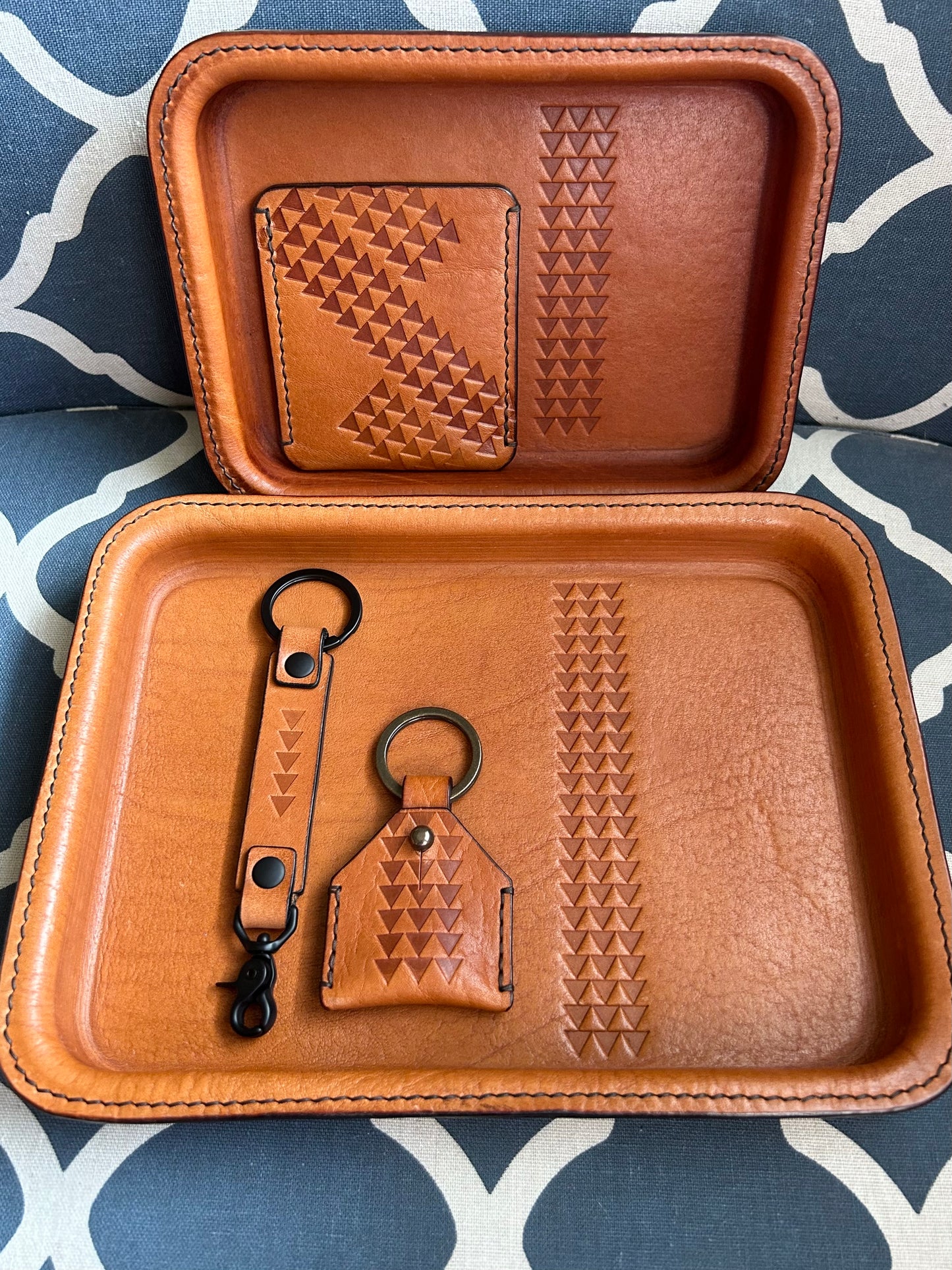 Large Leather Valet Tray - Tan