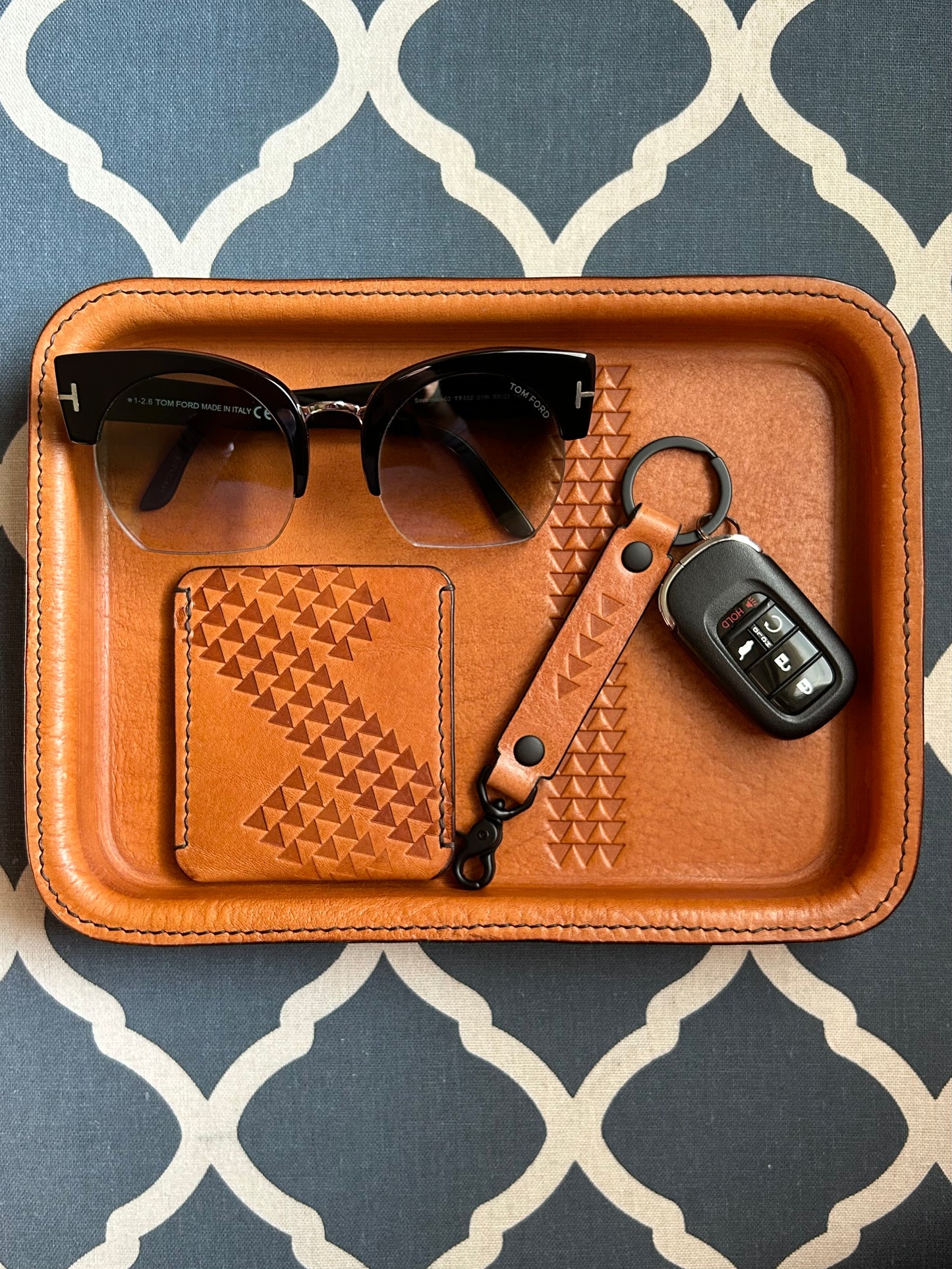 Large Leather Valet Tray - Tan