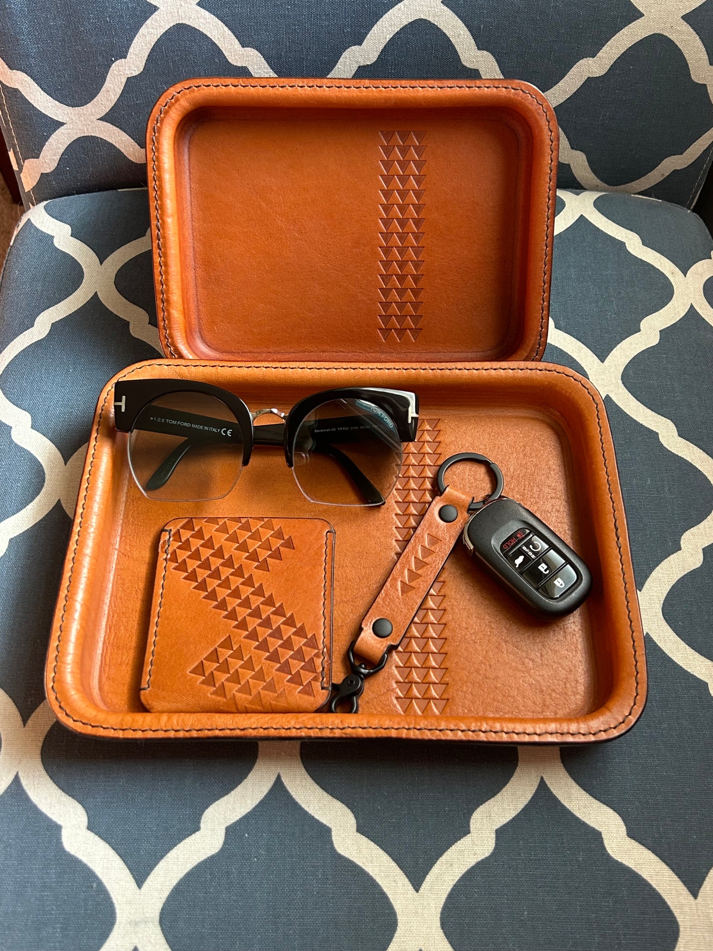 Large Leather Valet Tray - Tan