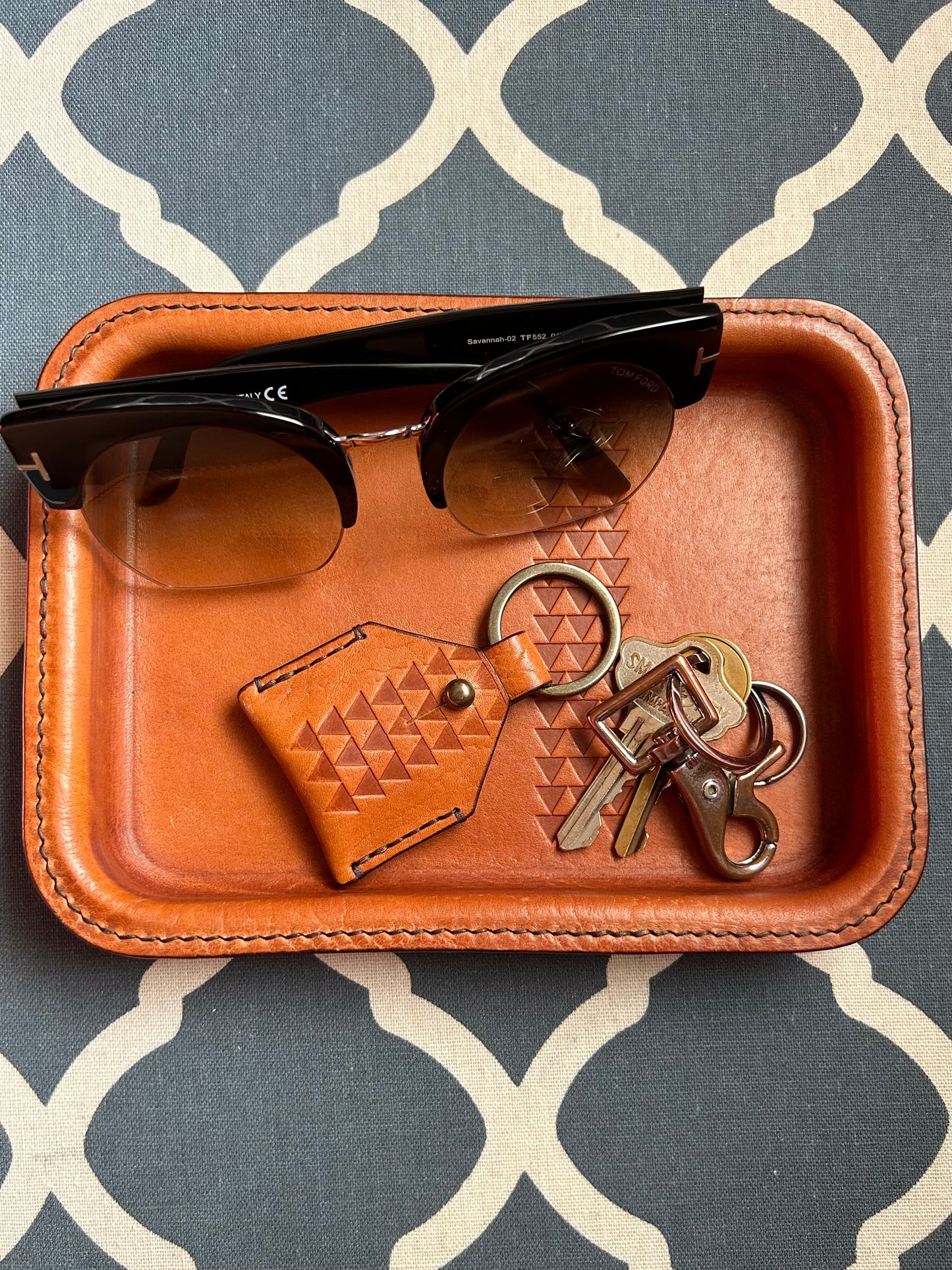 Small Leather Valet Tray - Tan