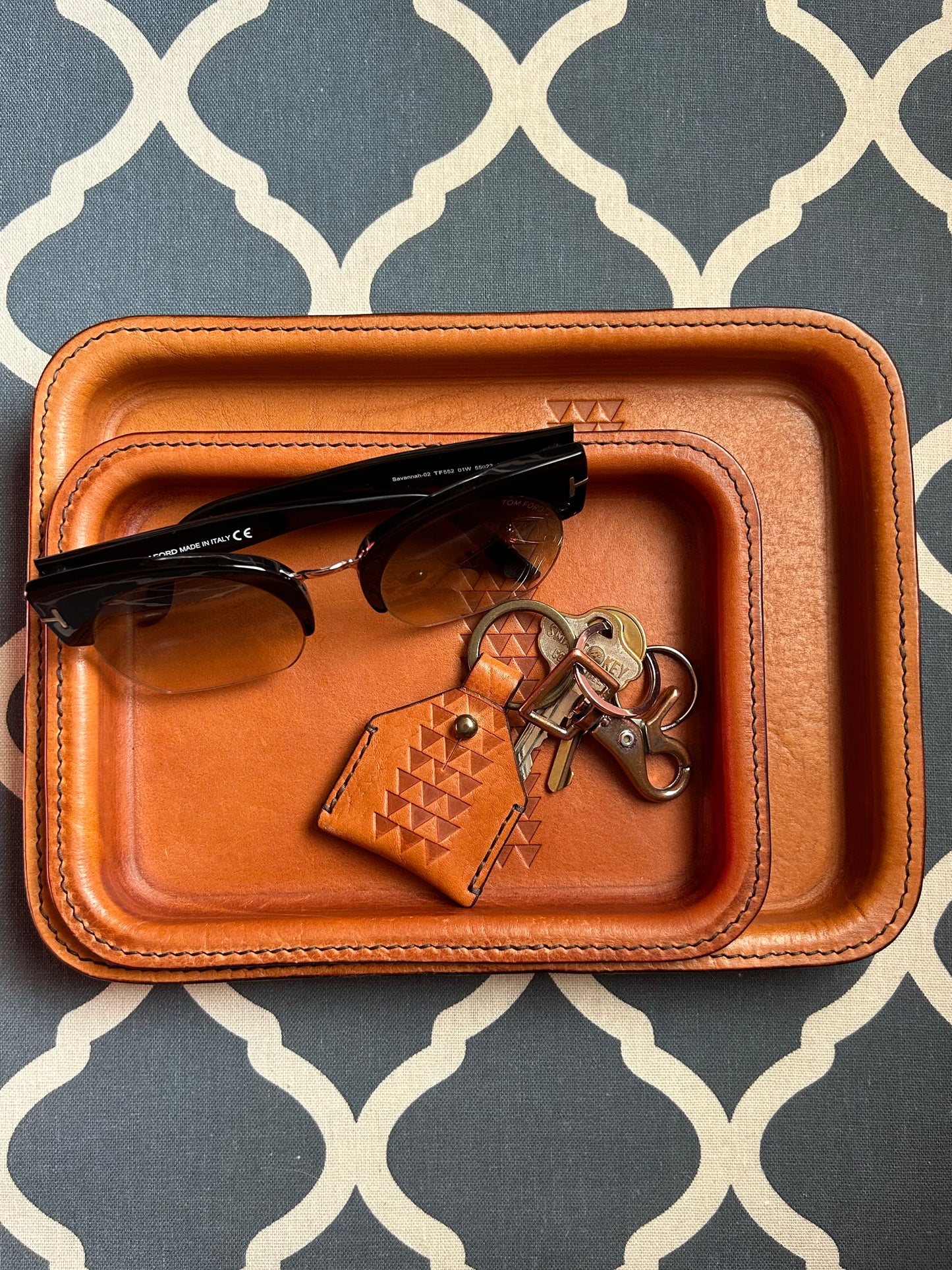 Small Leather Valet Tray - Tan