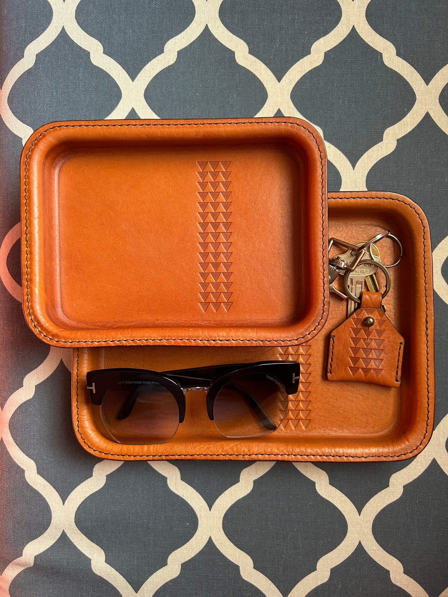Small Leather Valet Tray - Tan