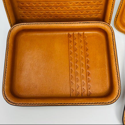 Small Leather Tray - Natural Tan Top/Brown Base VERTICAL Niho Mano