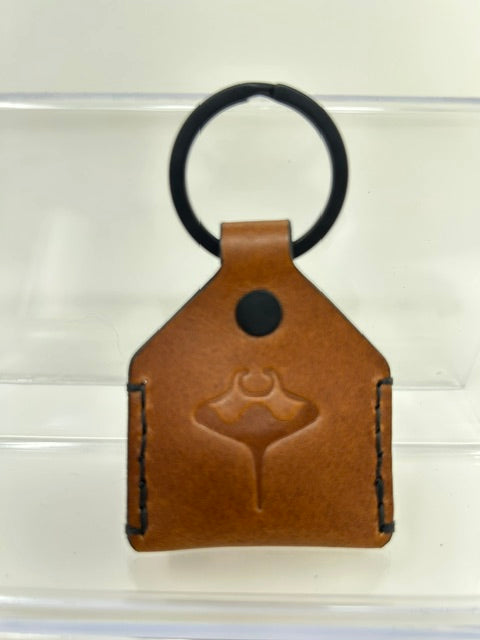 Keychain Holder Compatible with Apple AirTag, Whiskey/Matte Black Hardware
