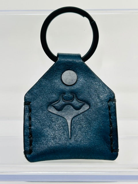 Keychain Holder Compatible with Apple AirTag, Deep Pacific Blue/Matte Black Hardware
